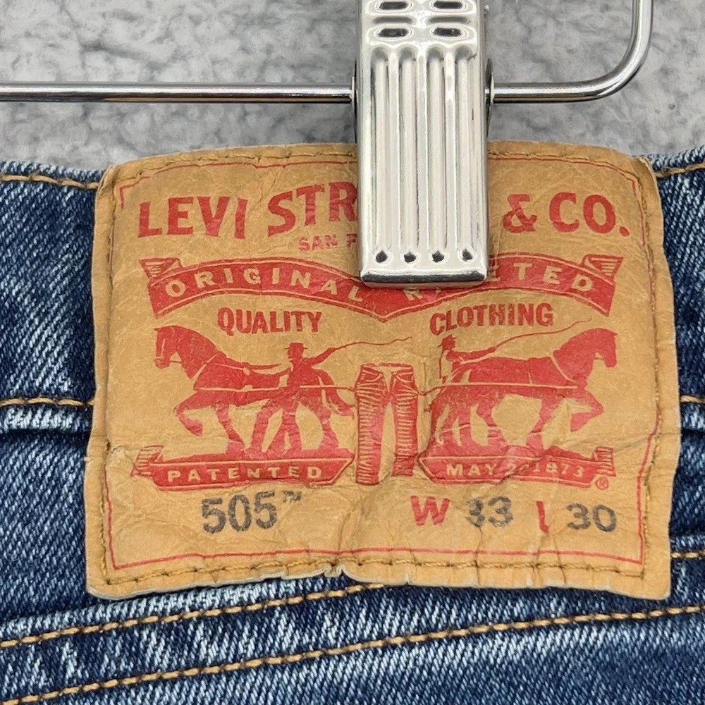 Levi's 505 Regular Fit Jeans Men's W33 L30 Blue Stretch Denim